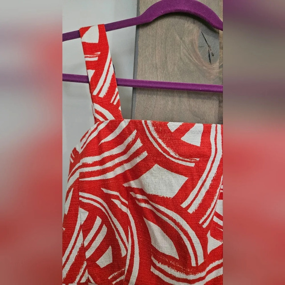 Banana Republic Red Cream printed Sheath midi dress. Size 2 - Picture 6 of 11